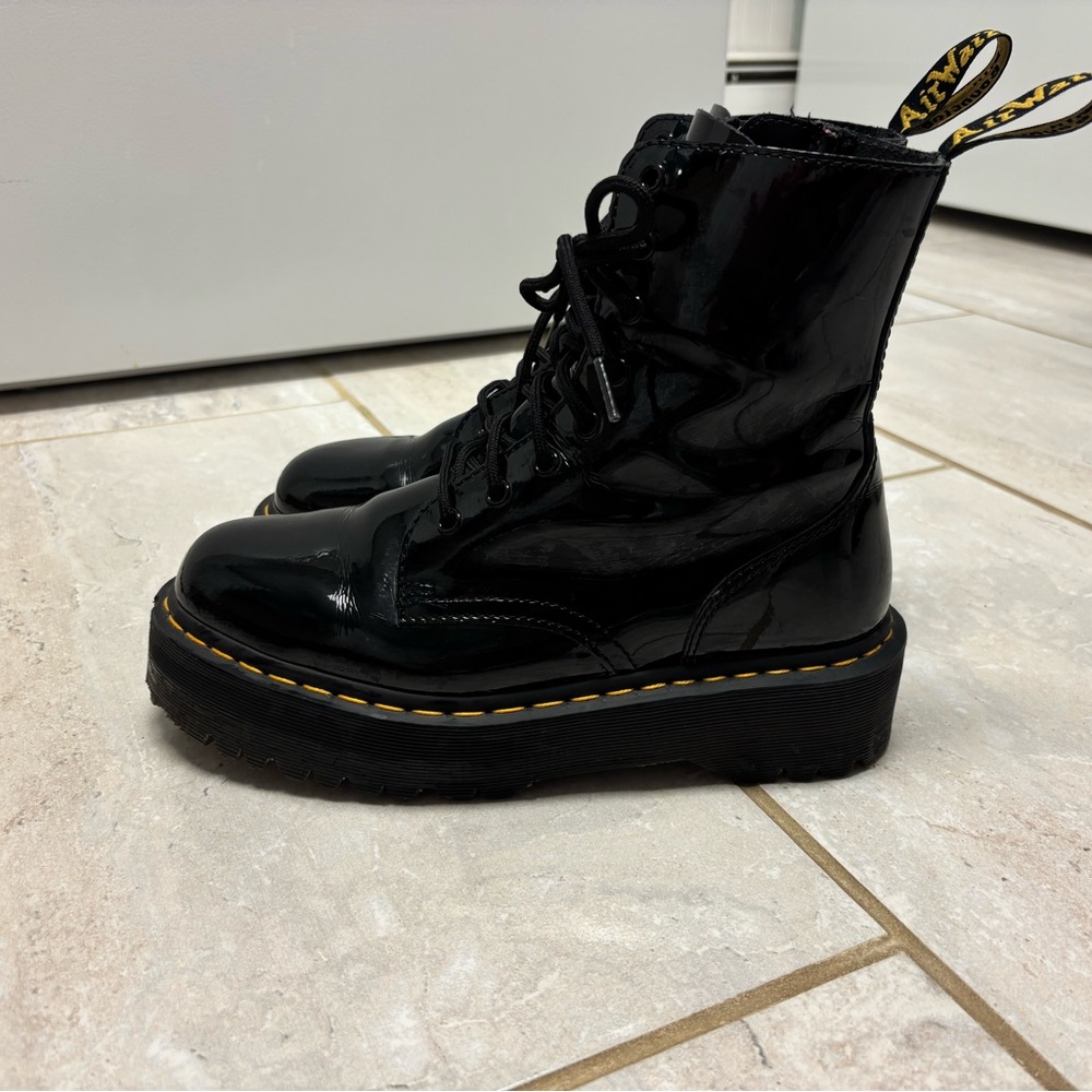 Dr Marten’s Black Patent Leather Lace-Up Boots